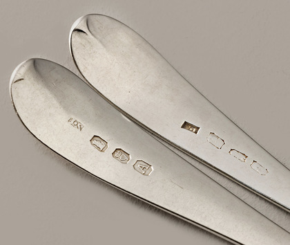 Irish Georgian Silver Bright Cut Tablespoons (Pair) - Wicklow Regiment (Set 1 of 2)